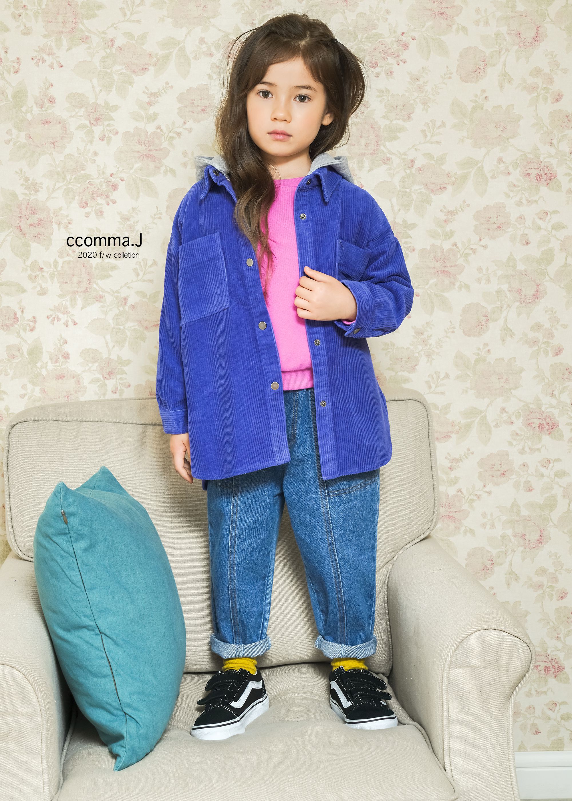 韓國 ccomma. J - 燈芯絨連帽夾克-芥末黃