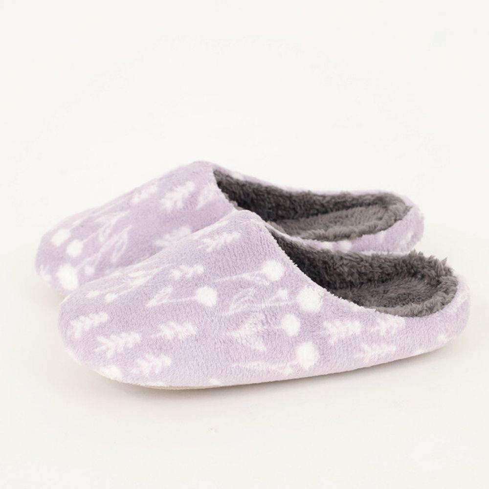 內刷毛溫暖室內拖鞋-花卉-薰衣草 (約23~24.5cm)