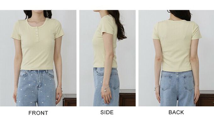 日本 BLUE EAST - 亨利領合身美型短袖上衣-粉紅