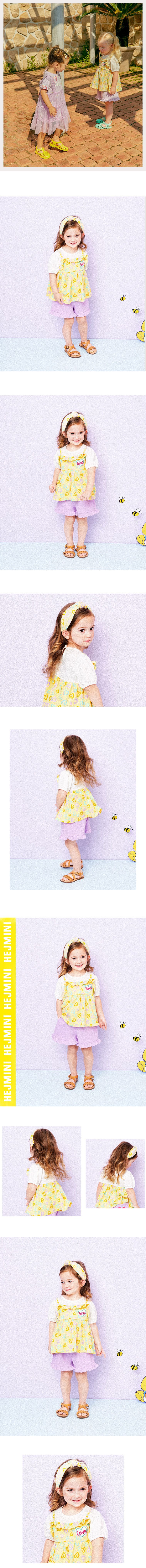 韓國 HEJMINI - 愛心假兩件式拼接上衣-白X黃