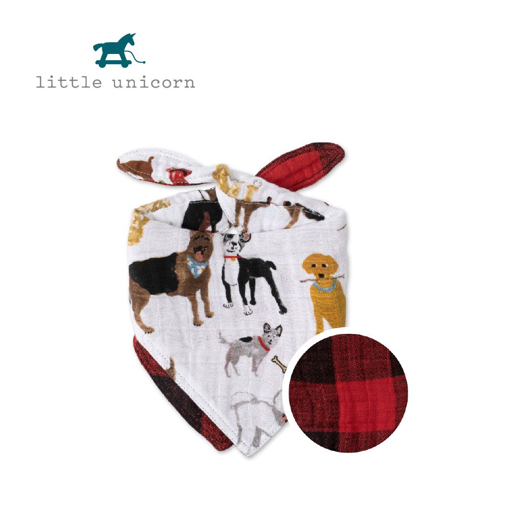 美國 Little Unicorn - 純棉雙面三角圍兜單入-小狗當家 (17CMx42CM)-雙面/單入