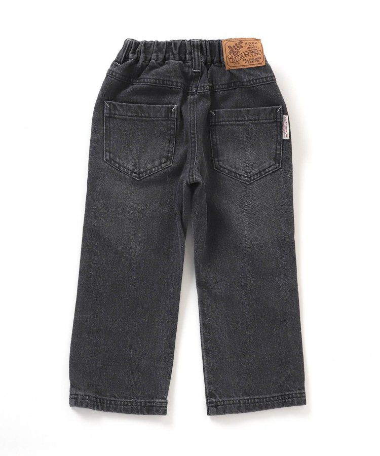 日本 BREEZE - 心形刺繡牛仔廓形長褲-海軍藍