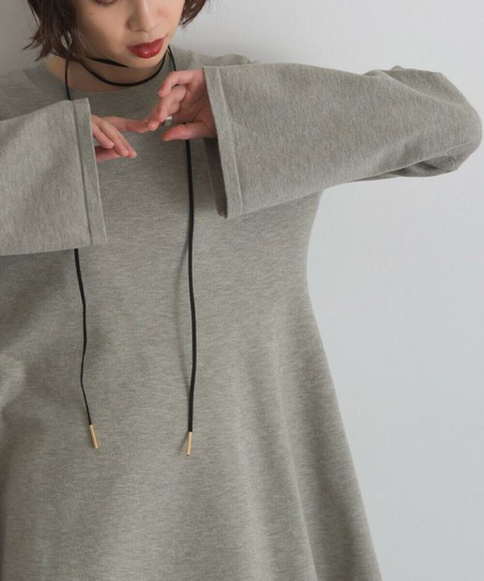 日本 ELENCARE DUE - 成熟傘擺腰線針織長袖上衣-紅