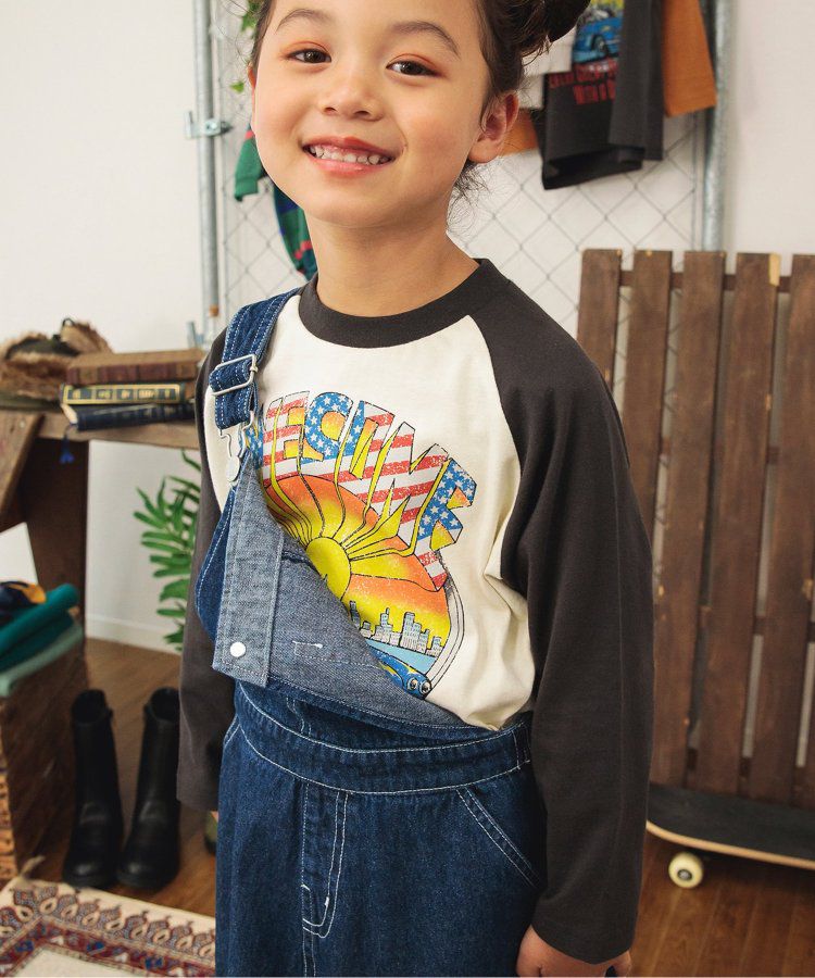 日本 BREEZE - 復古老爺車美式印花長袖上衣-可可x炭黑