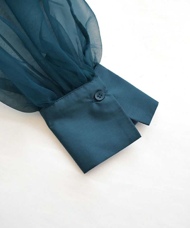 日本 zootie - 優雅透明薄紗綁帶長袖上衣-黑