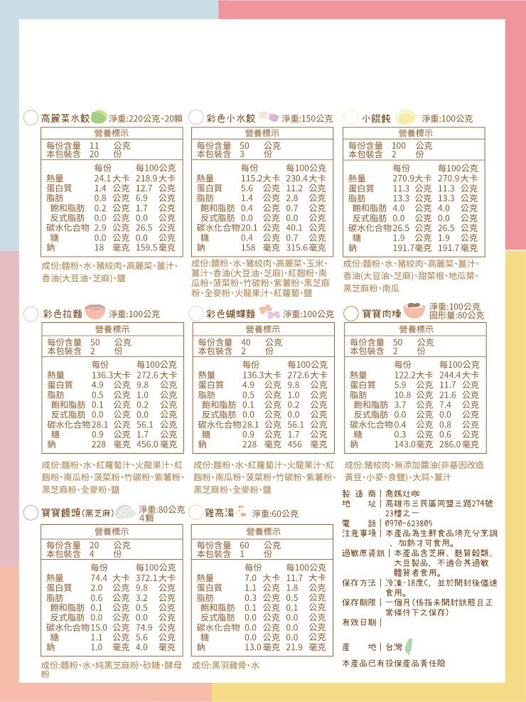 喬媽灶咖 - 限量優惠組-彩色小水餃*3+小餛飩*3