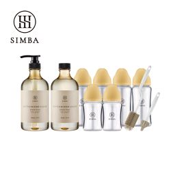 Simba 小獅王辛巴 - 強酵去汙！蘊蜜質金玻璃寬口奶瓶清潔明星組-新生適用-旦黃