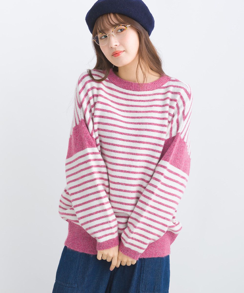 日本女裝代購 - 定番文青感條紋針織上衣-黃