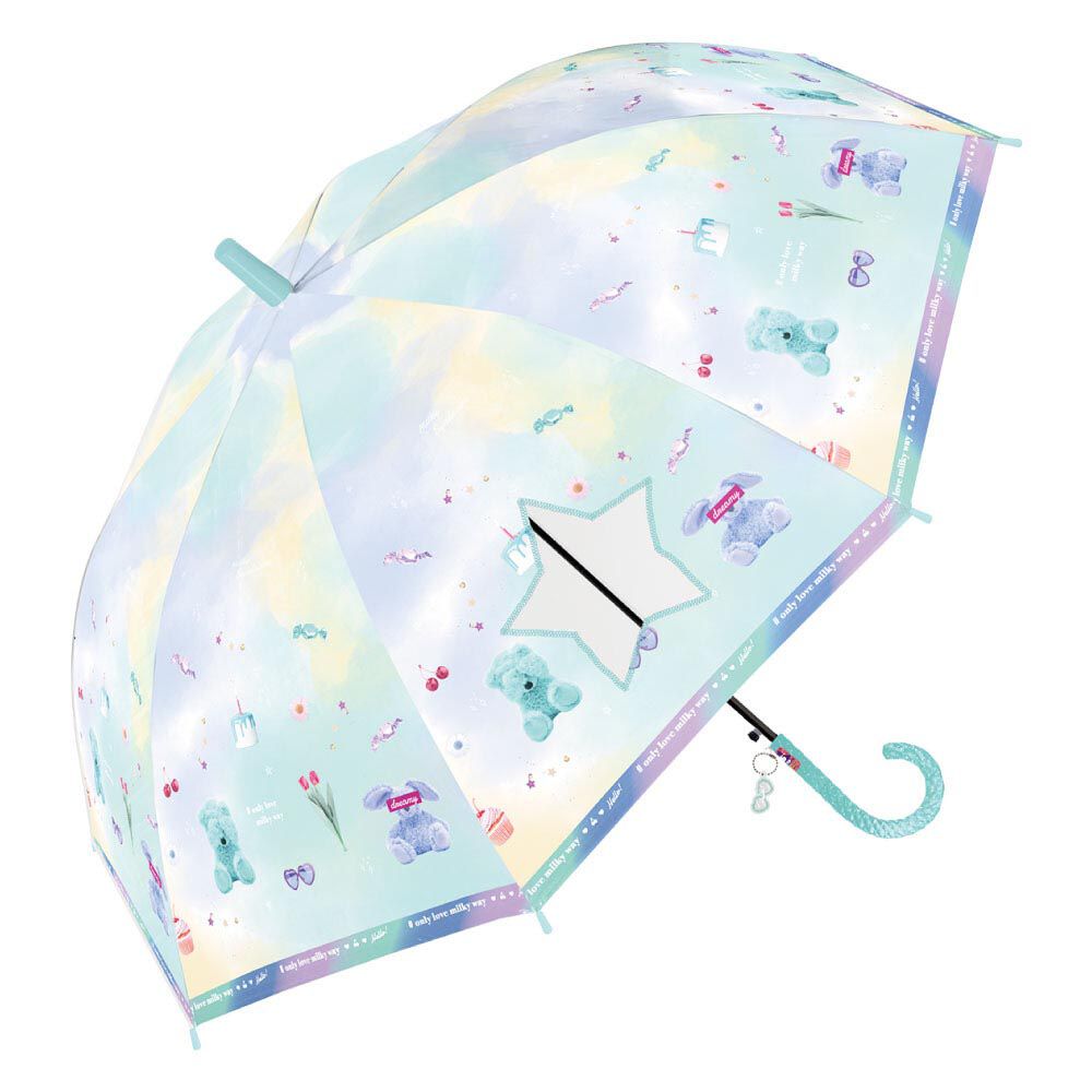 日本中谷 - 透明窗設計兒童雨傘/直傘-少女房間-薄荷 (55cm(身高130cm以上))