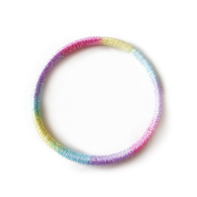 日本 Melody Accessory - 日本製 專利耐用漸層金蔥髮圈(5入組)-粉彩彩虹