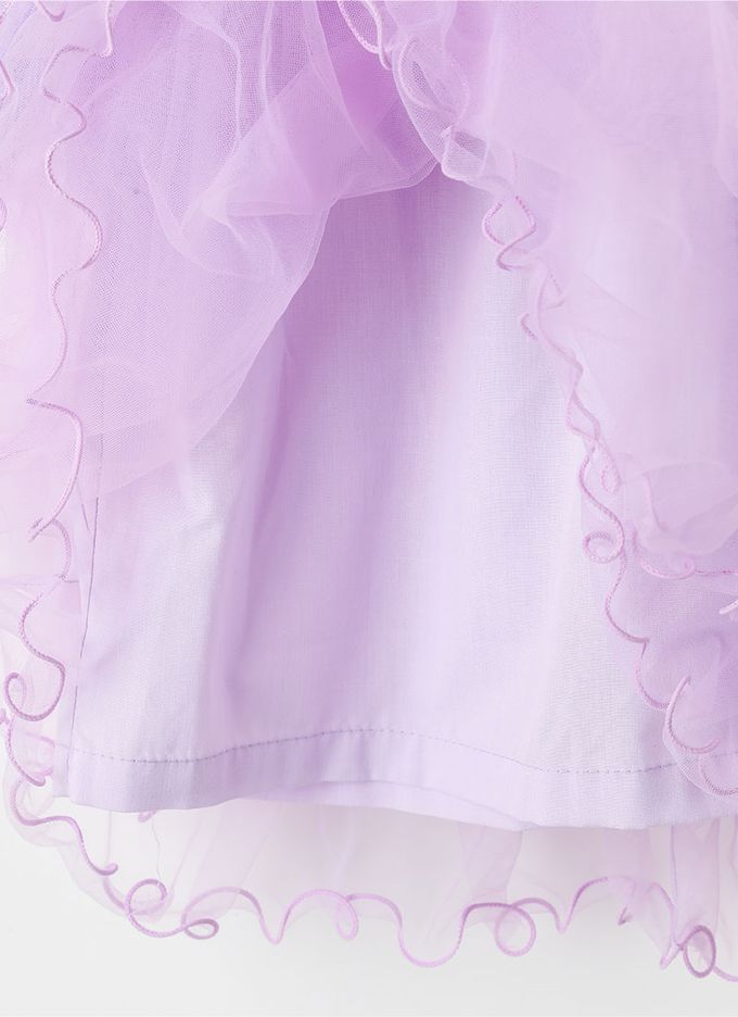 韓國 OZKIZ - 花朵亮片點綴公主網紗洋裝-紫