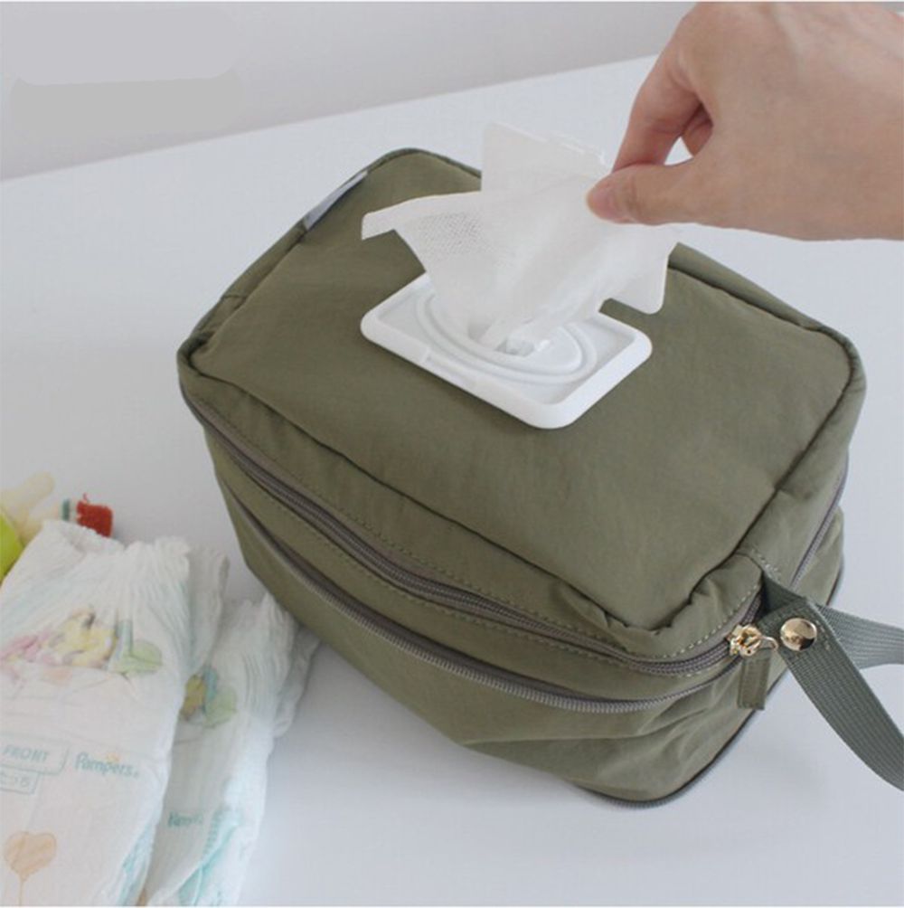 媽咪救星！大容量尿布濕紙巾壓縮收納袋-軍綠