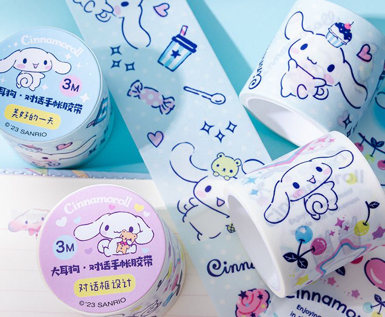 卡通筆記手帳膠帶-卡通人物大耳狗-藍色 (總長300cm)-款式隨機