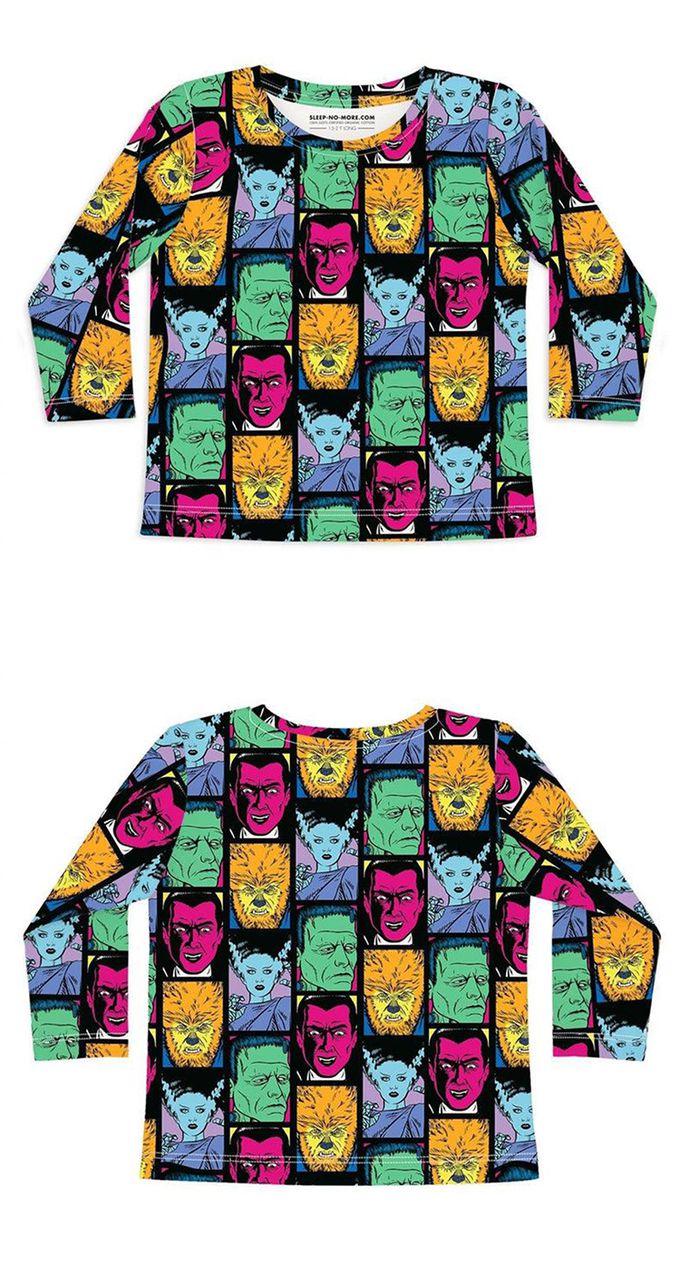 英國 SLEEP NO MORE - 100% 有機棉兒童圓領長袖上衣-環球怪物聯名/怪物