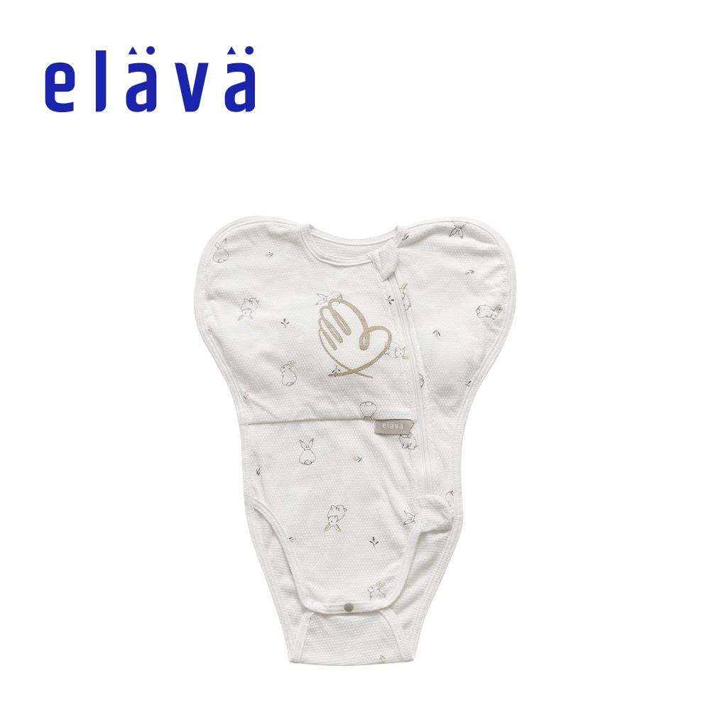 Elava - 韓國 嬰兒包屁式安撫包巾(附舒眠墊)-純棉款-兔子迷宮