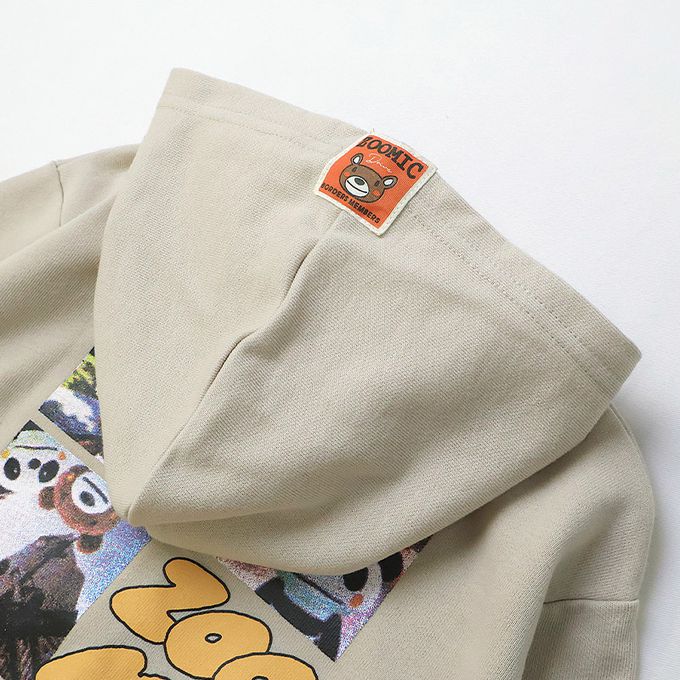 日本 ZOOLAND - 熊熊出遊印花休閒連帽外套-灰