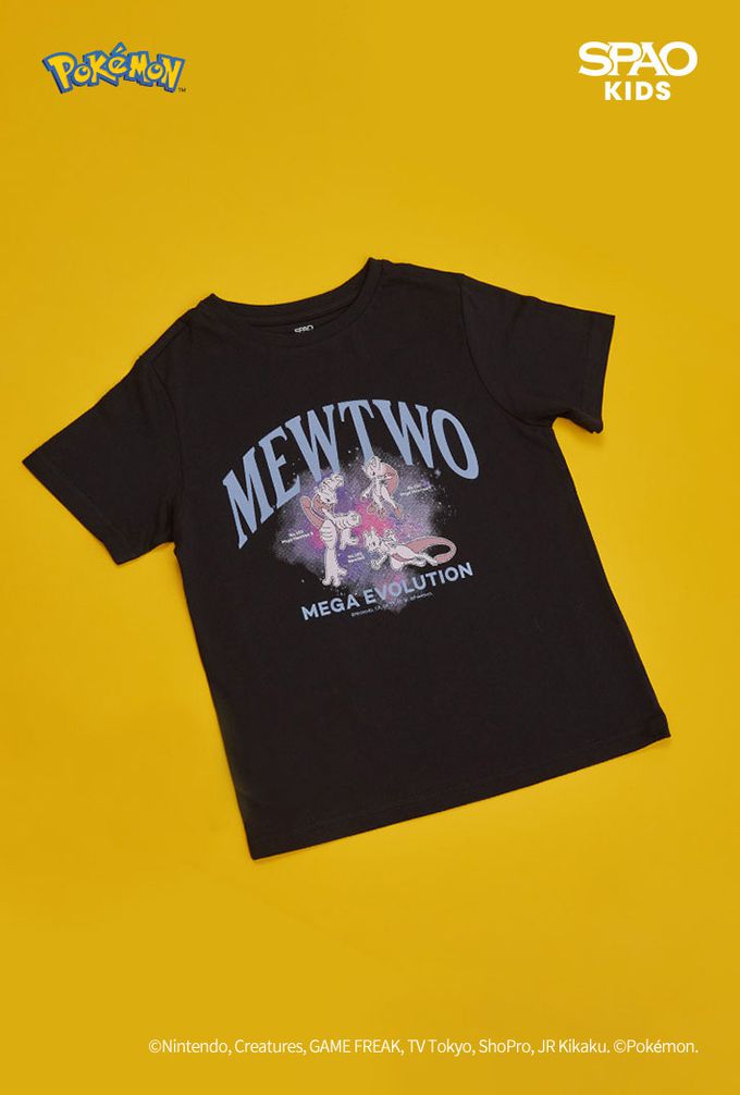 韓國童裝代購 - SPAO KIDS聯名短袖上衣-卡通人物超夢家族-黑