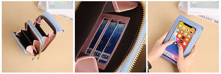 小口袋可觸屏大容量斜背手機包/斜背小包-豎款-灰色 (19x11x5cm)