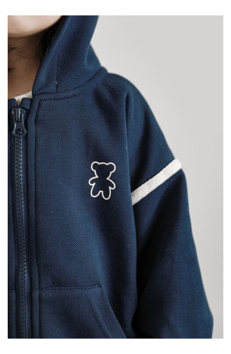 連帽休閒運動外套-熊熊-灰色