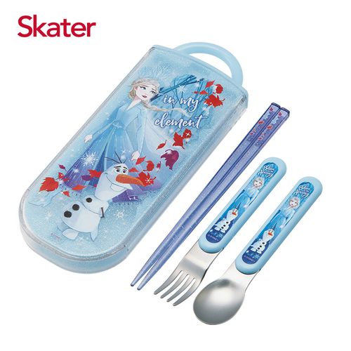 日本 SKATER - 三件式餐具組-艾莎與雪寶