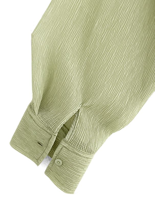 日本 GRL - 透明感楊柳短版長袖襯衫-象牙杏 (F)