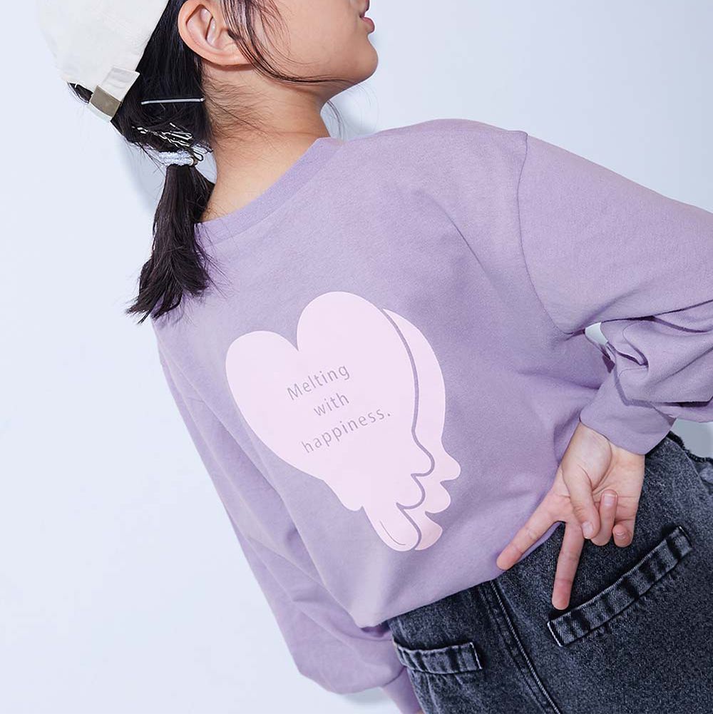 100%棉 女孩寬版長袖T恤-流心-紫羅蘭