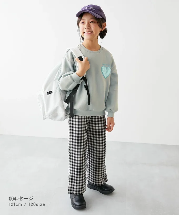 日本 devirock - 閃亮愛心廓形大學長袖上衣-灰黑