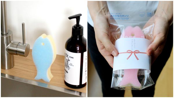 日本 MARNA - 超強起泡力 日本製小魚3層菜瓜布(繽紛色)-橘