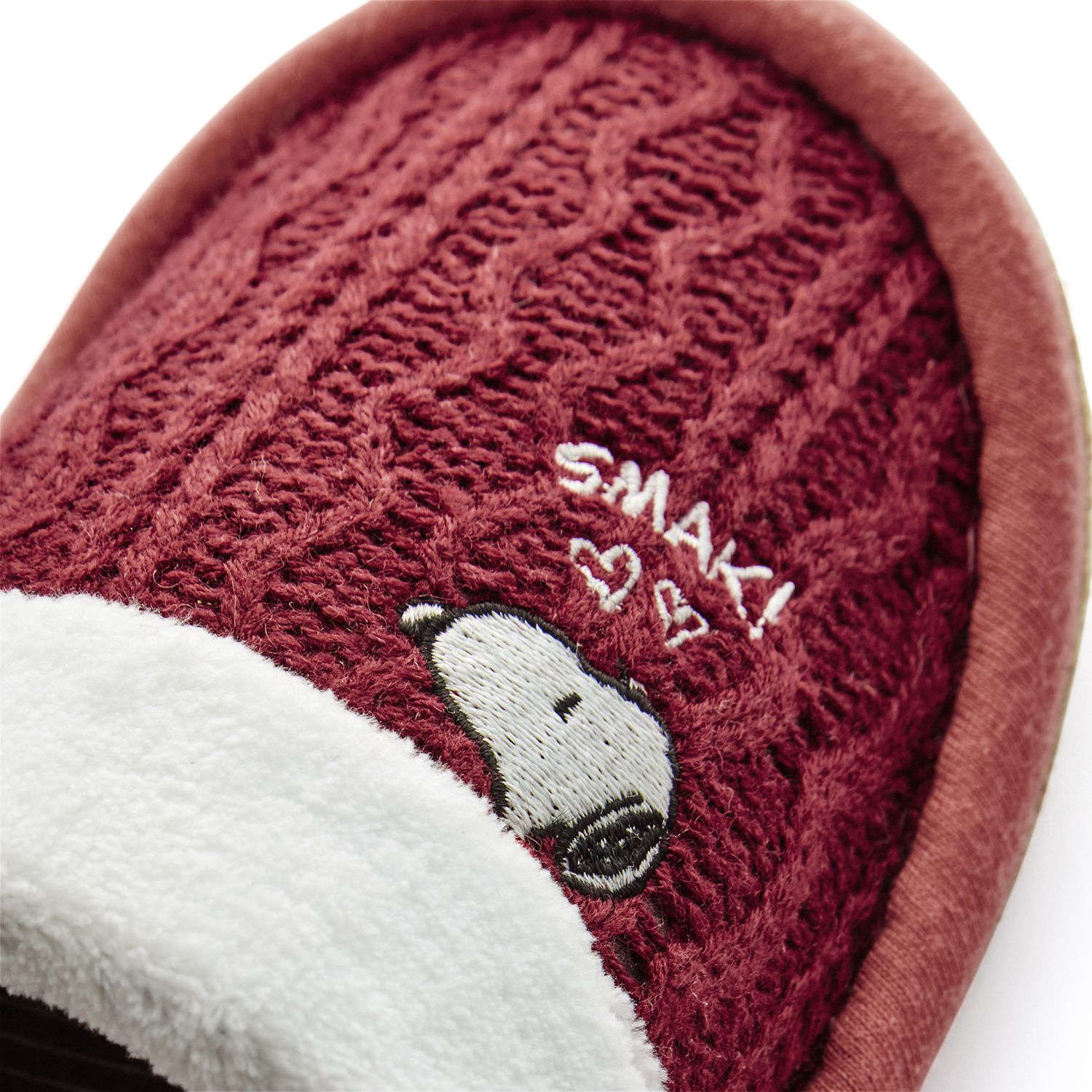 日本千趣會 - 史努比 針織拼接室內拖-紅 (22-24cm)