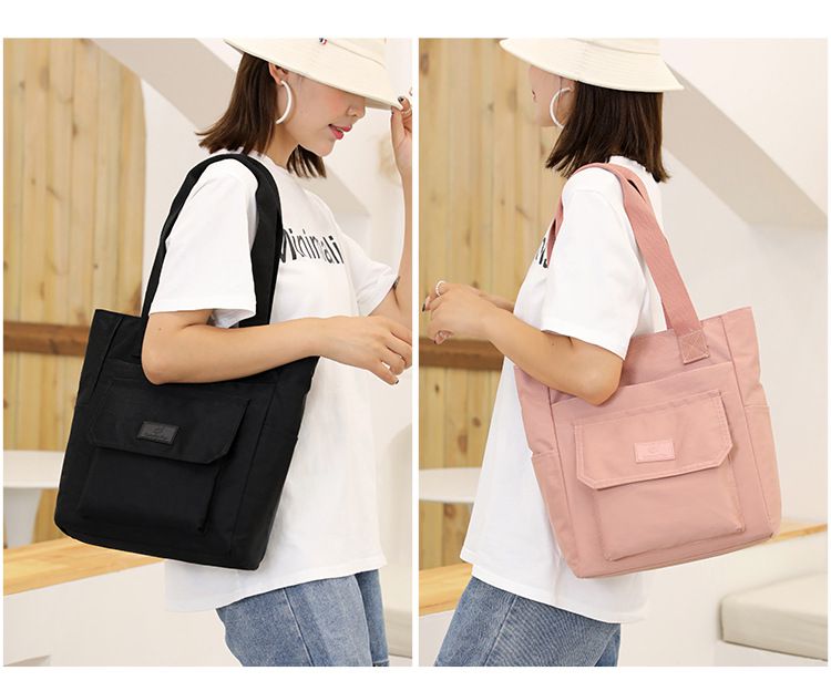 防潑水百搭單肩手提包-深藍色 (32x12x27cm)