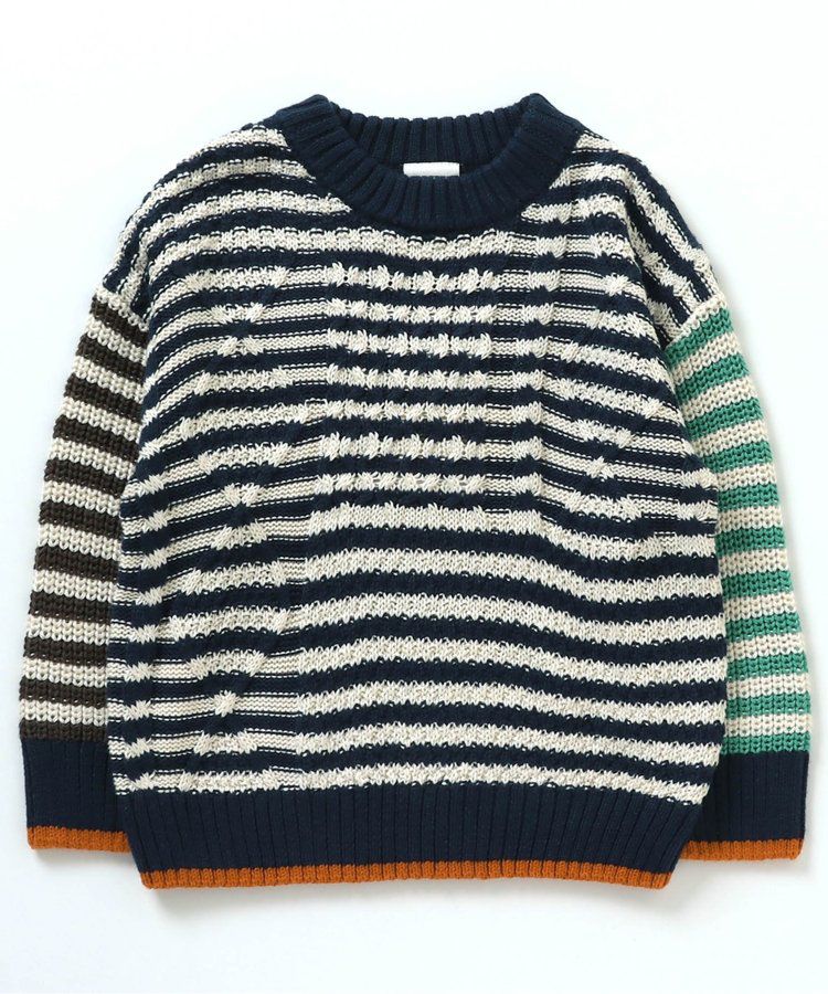 日本 BREEZE - 可水洗明亮色滾邊針織毛衣-耀眼橘