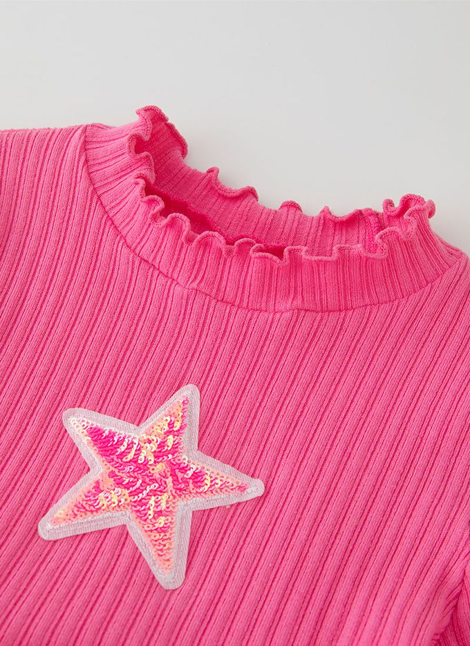 韓國 OZKIZ - 亮片星星點綴彩虹網紗洋裝-桃