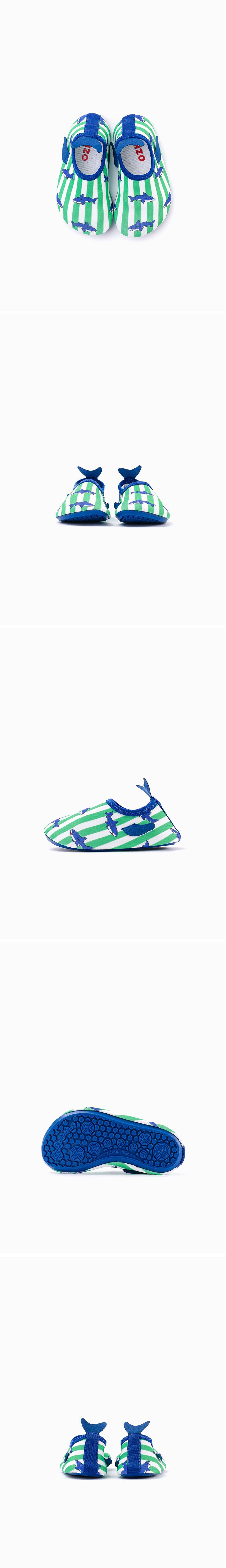 韓國 OZKIZ - 輕量/防滑兒童沙灘鞋/戲水鞋-條紋鯊魚