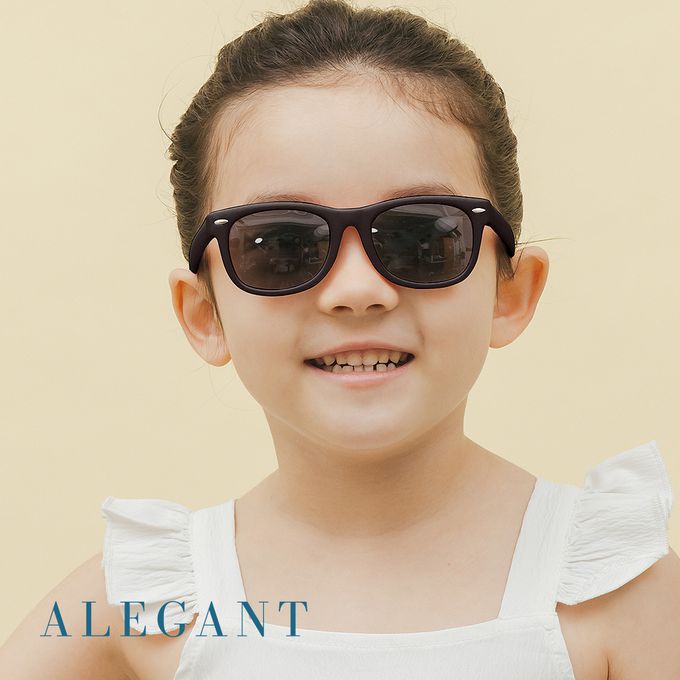 ALEGANT - 復刻黑中性兒童專用輕量彈性偏光墨鏡│UV400太陽眼鏡