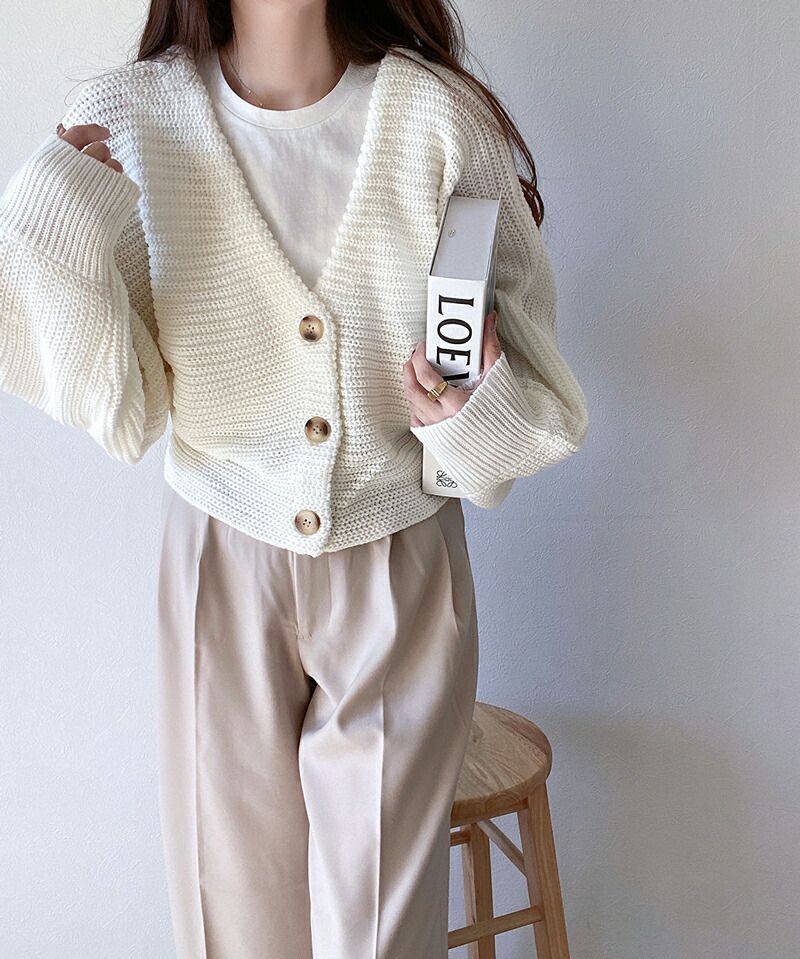 日本 Classical Elf - 可愛2WAY短版針織外套-淺米杏