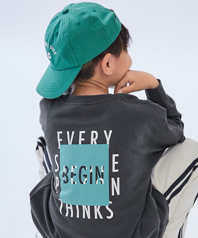 日本 devirock - 100%棉 定番印花寬版長袖上衣-NEW YORK-黑