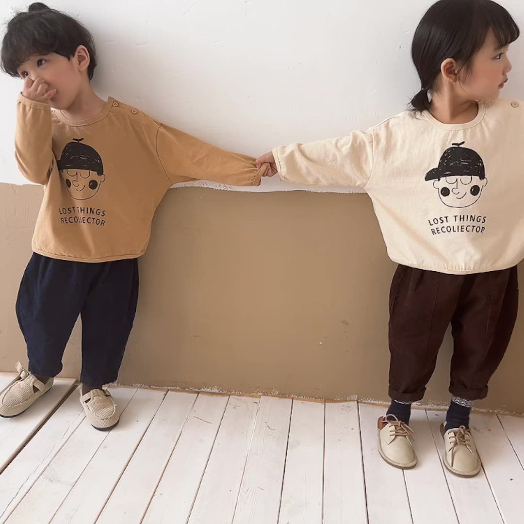 燈芯絨鬆緊腰長褲-咖啡色