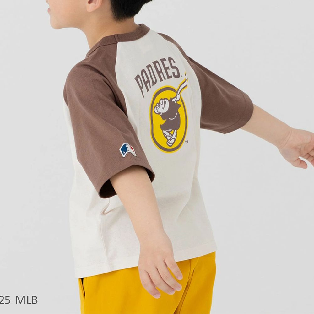 MLB 撞色風短袖上衣-聖地牙哥教士-淺棕x摩卡