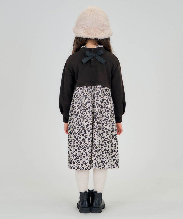 日本 apres les cours - 假二件交叉拼接氣質少女洋裝-白x格紋