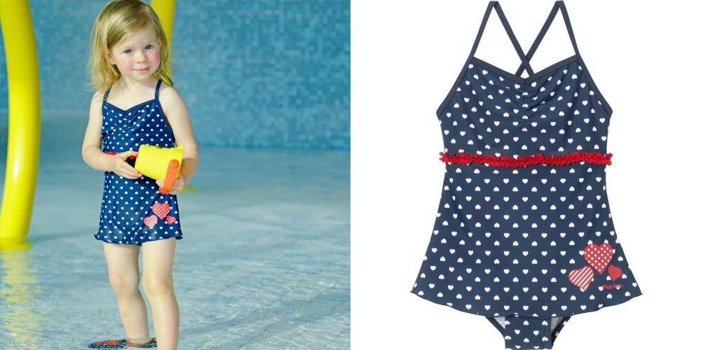 德國Playshoes - 抗UV防曬兒童連身泳裝-復古波點裙