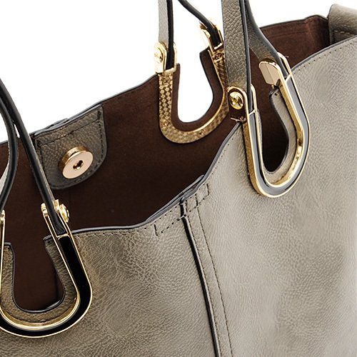 日本 FIRANO - 馬蹄環簡約肩背/側背兩用大方包+檸檬折疊購物袋 三件組-BE