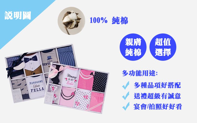 美國 Luvable Friends - 甜蜜寶貝嬰幼兒包屁衣與長褲最佳送禮 8入彌月禮盒組-玫瑰甜心