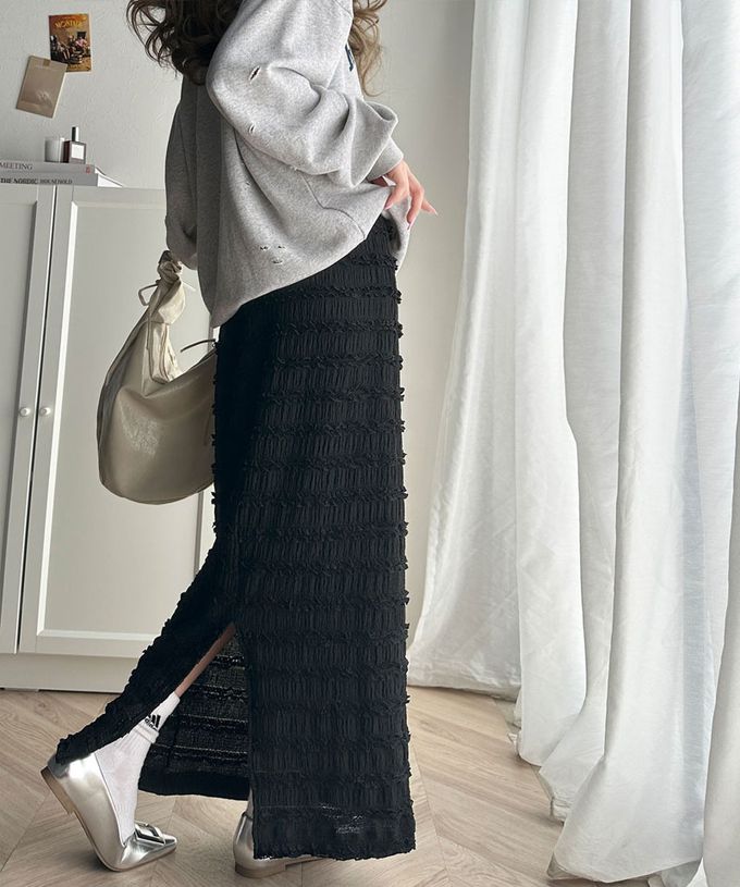 日本 Classical Elf - 立體優美蕾絲合身開叉長裙-象牙白