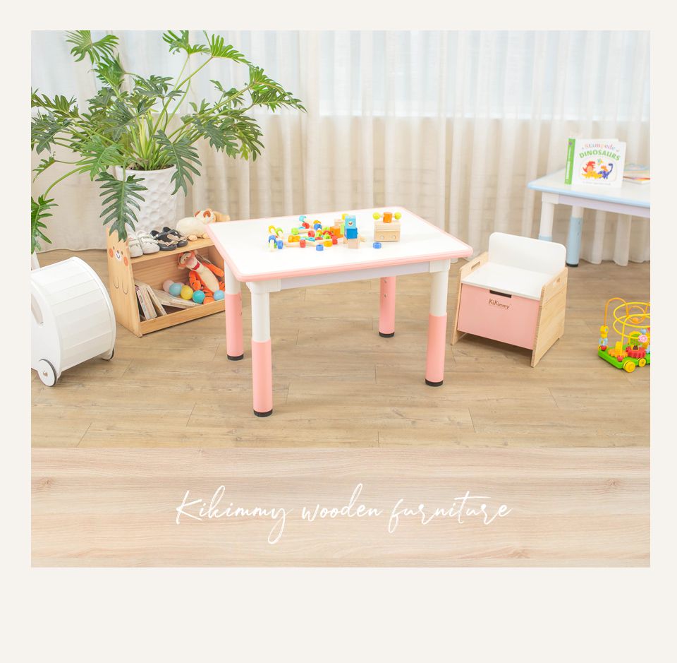 Kikimmy - 兒童六段式升降桌/兒童書桌-甜心粉