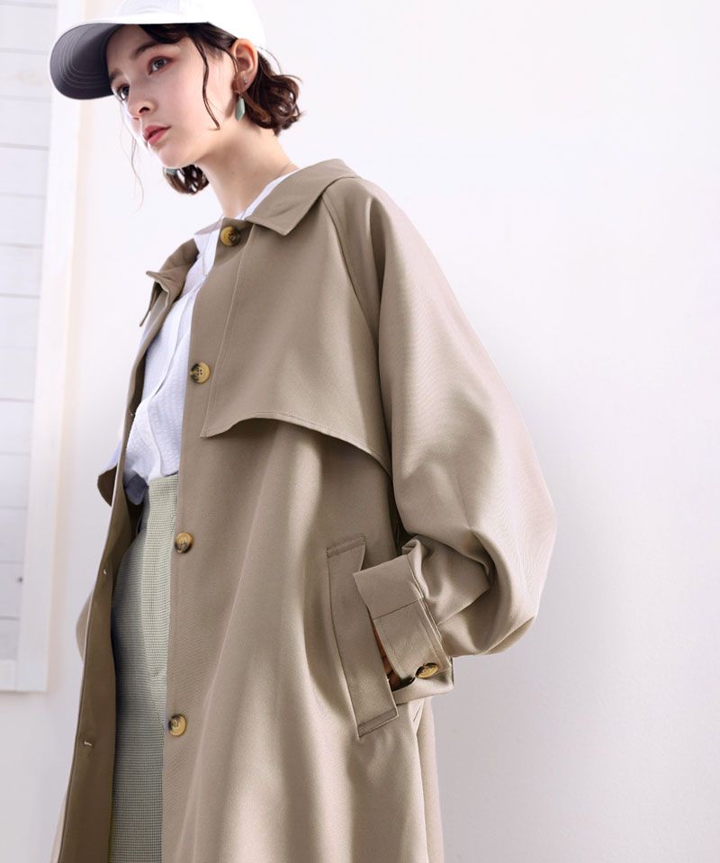 日本 Classical Elf - 復古立領收腰長版風衣-摩卡