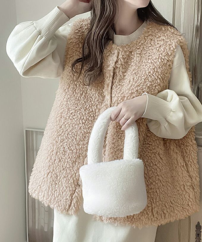 日本 Classical Elf - 雙面穿時尚泰迪熊毛絨背心-軍綠