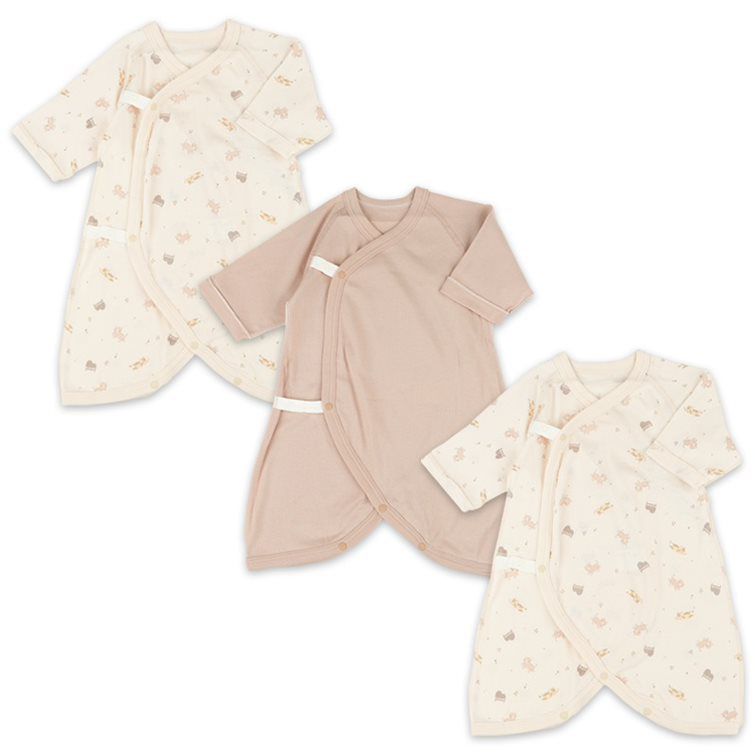 akachan honpo - 新生兒內衣6件組 長袖-按扣款 小貓-粉紅色 (肚衣:50cm 蝴蝶裝:50~60cm)