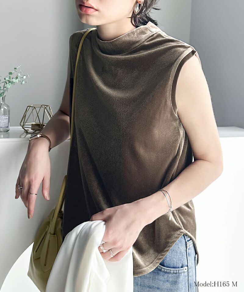 日本 Classical Elf - 高級絨感立領無袖上衣-孔雀藍