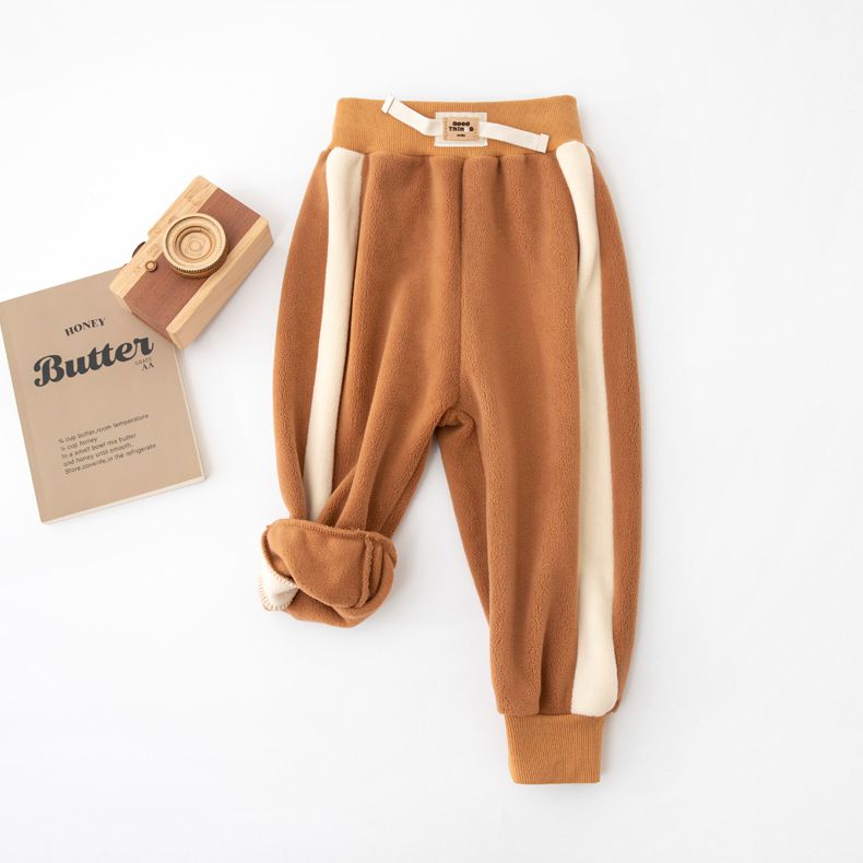 FANMOU - 加絨腰鬆緊束口休閒長褲-粉色