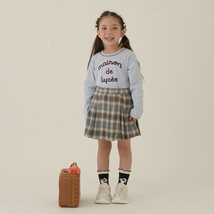 日本 Lycee mine - 100%棉 優雅法式植絨印花長袖上衣-灰綠